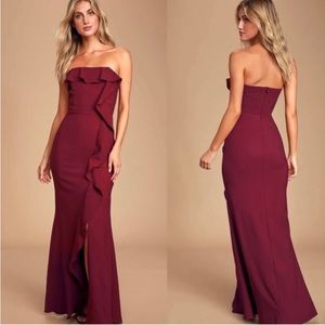 Lulus Valerie Ruffle Strapless Maxi Dress